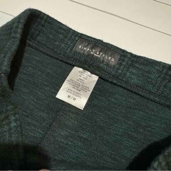 Simply Styled Black Green Plaid Stretch Long Modest Pencil Skirt Women’s Medium - Picture 2 of 5